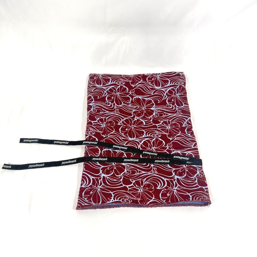 Patagonia Laundry Dust Bag Burgundy Floral Hibiscus Ribbon Tie Pouch